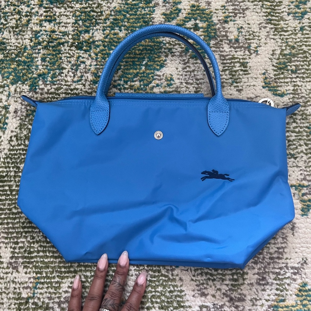 Longchamp Le Pliage Small Recycled Nylon Top Handle Bag (Blue)